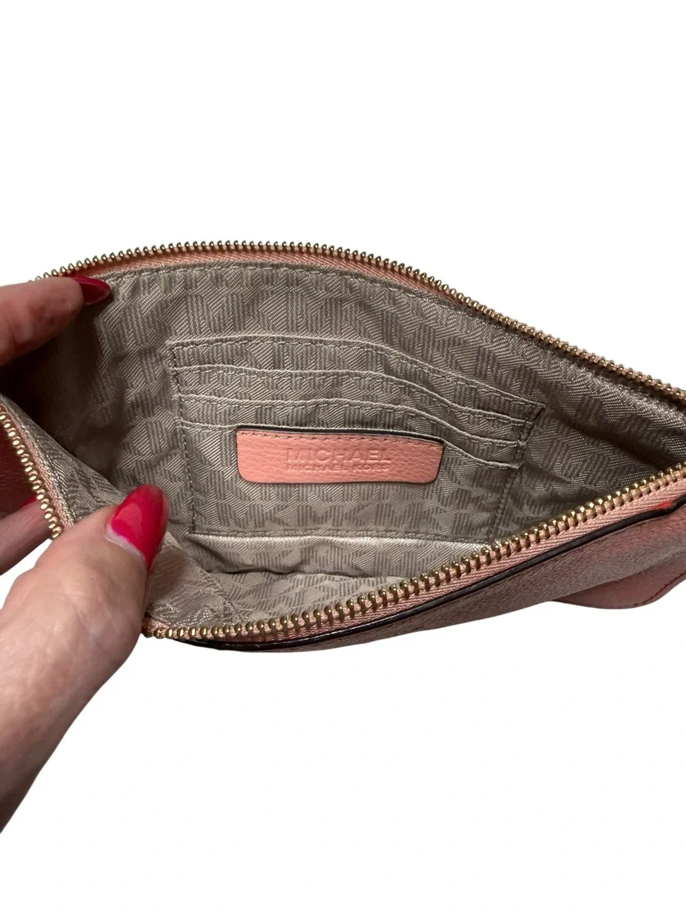 Michael Kors Blush Pink Leather Wristlet Clutch